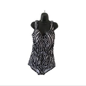 Maxine of Hollywood Plus Swimsuit Black Zebra